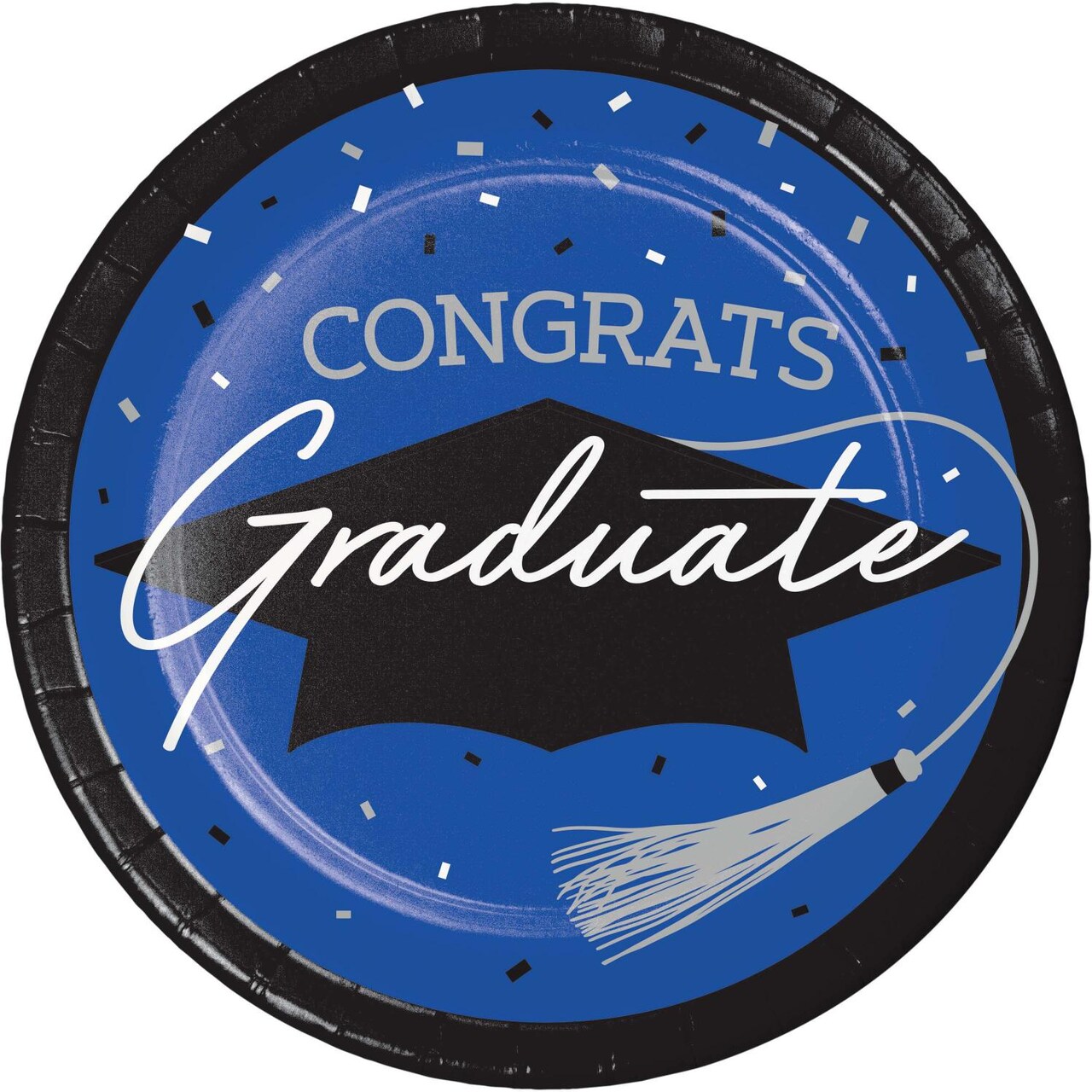 Cobalt Blue Graduation Paper 6.75 Inch Dessert Plates (18/Pkg)